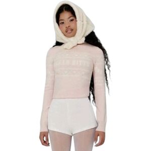 NEW Hello Kitty pink‎ pastel kawaii fair isle turtleneck sweater